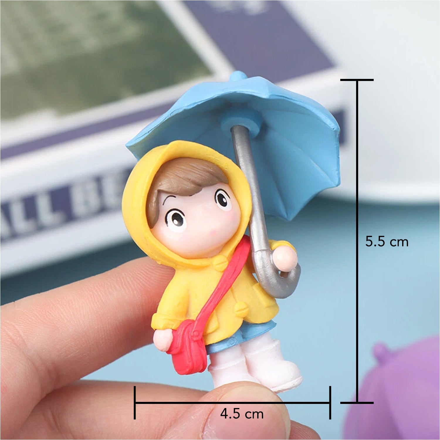 Rainy Day Miniature Showpiece Set of 4 for Home Decor, Office Desk & Gifting