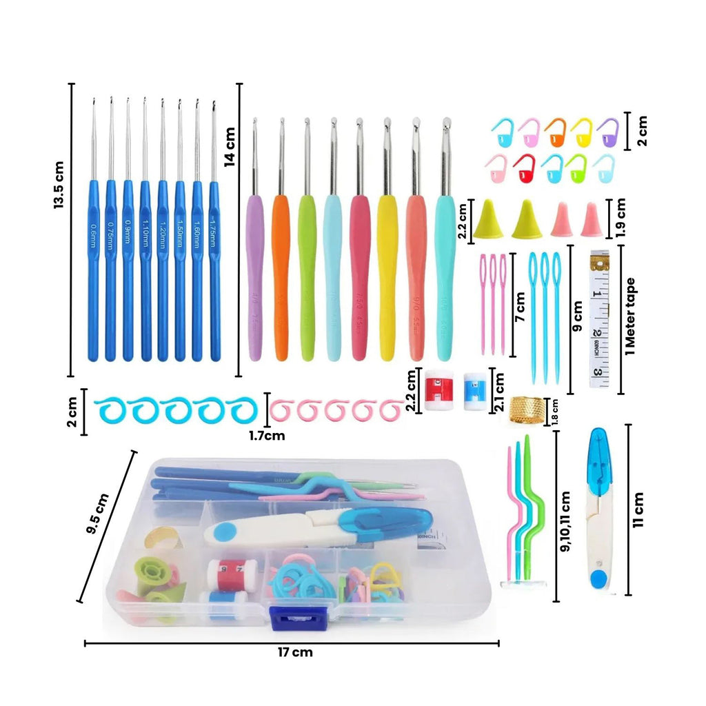 Crochet Beginner Kit with Hooks, Needles & Tools for DIY Craft Learning