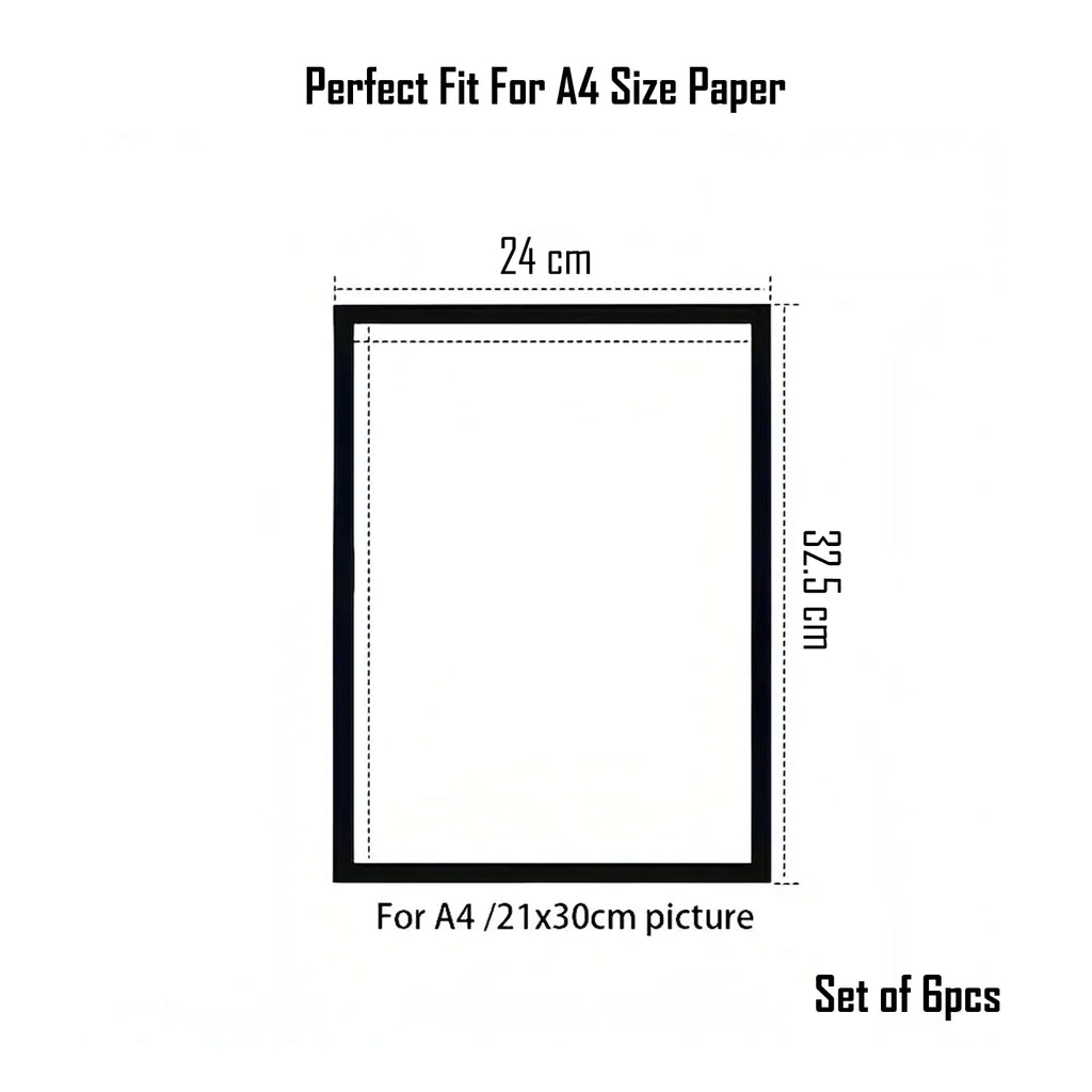Wall Mounted Magnetic Holder Display Frame Pack of 6 for Office, Home, Store & Classroom