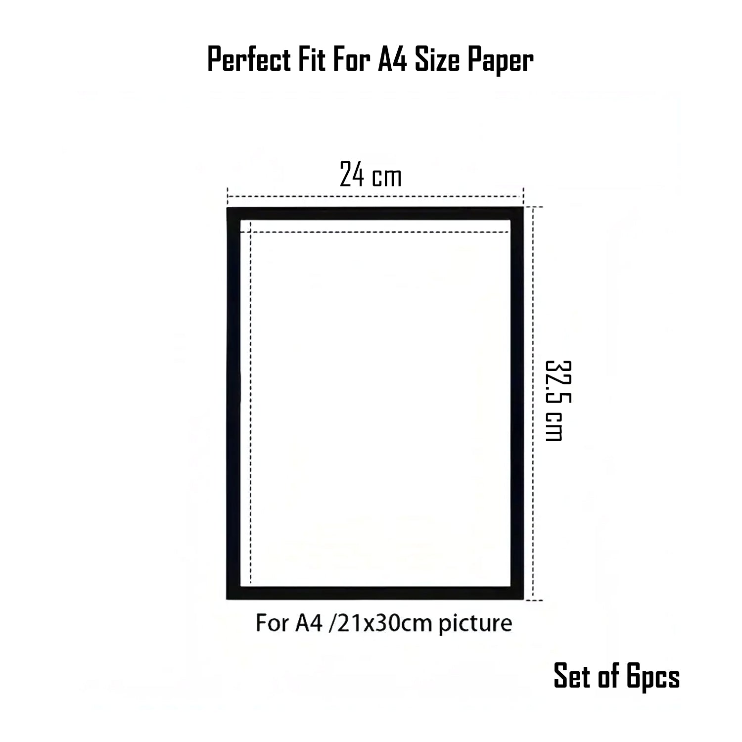 Wall Mounted Magnetic Holder Display Frame Pack of 6 for Office, Home, Store & Classroom