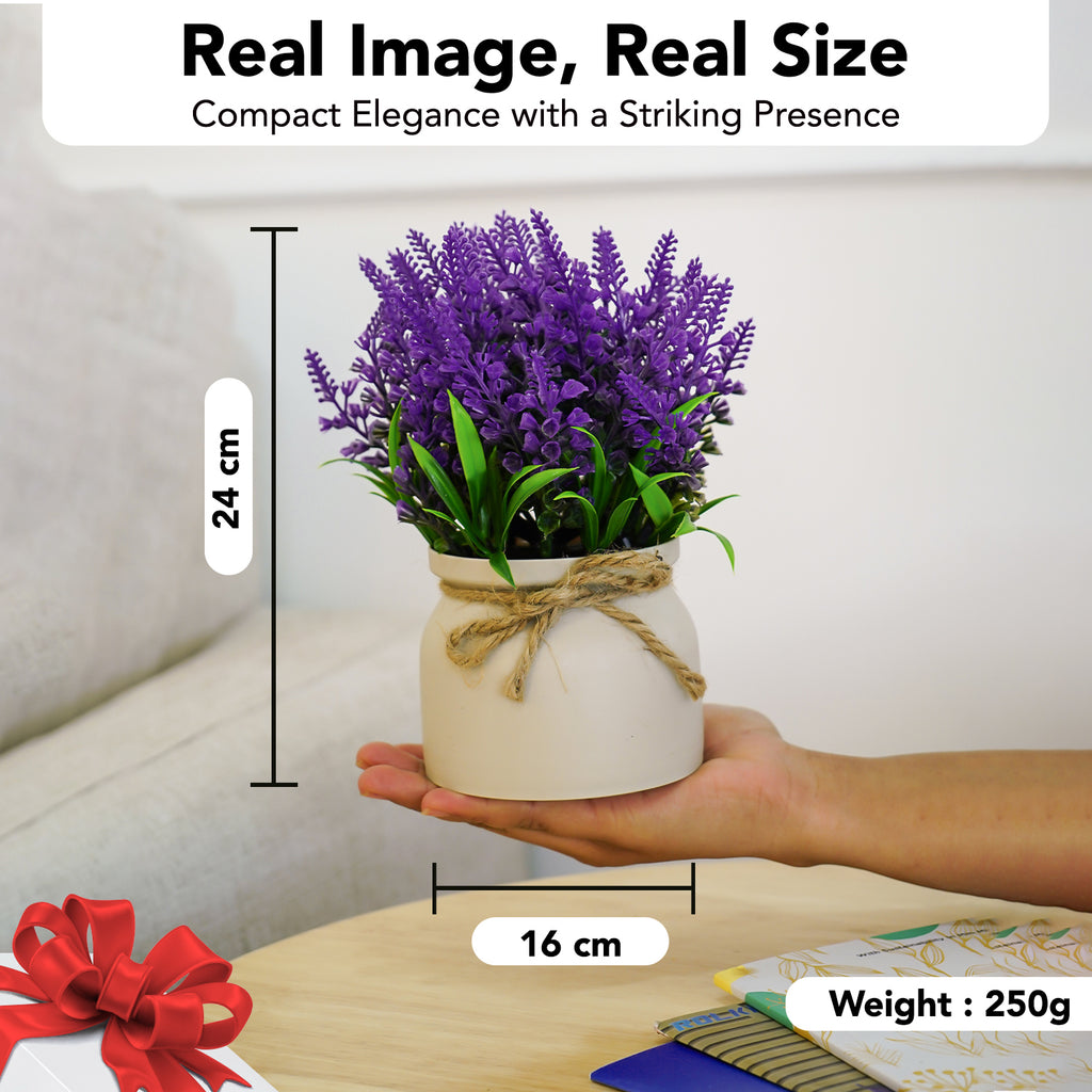 Lavender Artificial Flower with Pot for Home Decor, Office Table & Gifting
