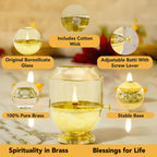 Brass Akhand Jyot Diya with Adjustable Bati Knob & Glass Cover for Puja(500 ML)