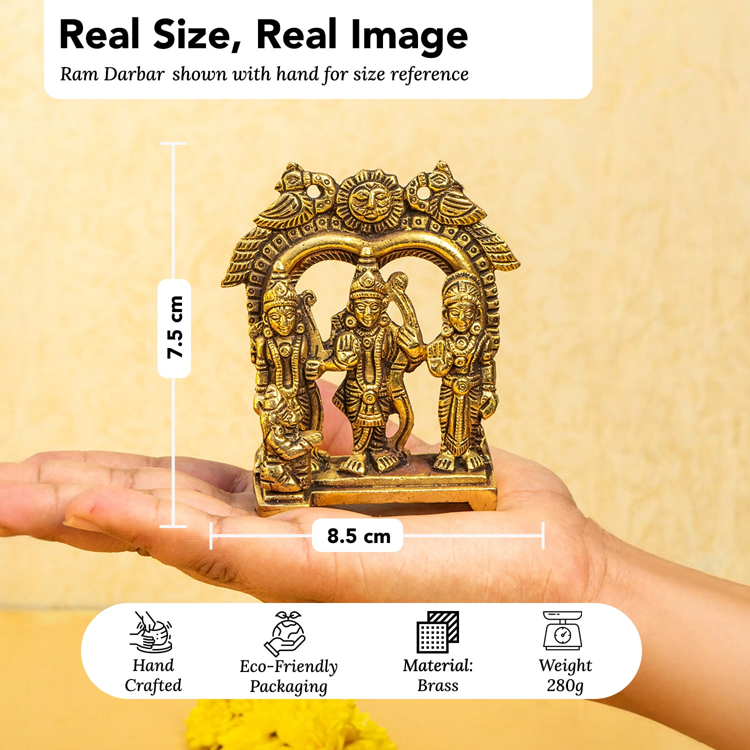 Brass Ram Darbar Idol with Gift Box for Housewarming, Wedding & Gifting