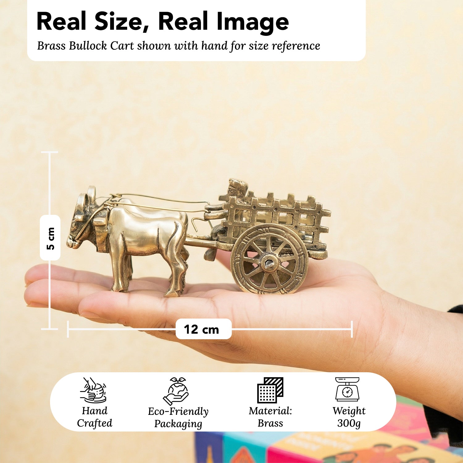 Brass Bullock Cart Showpiece with Gift Box for Housewarming, Wedding & Gifting