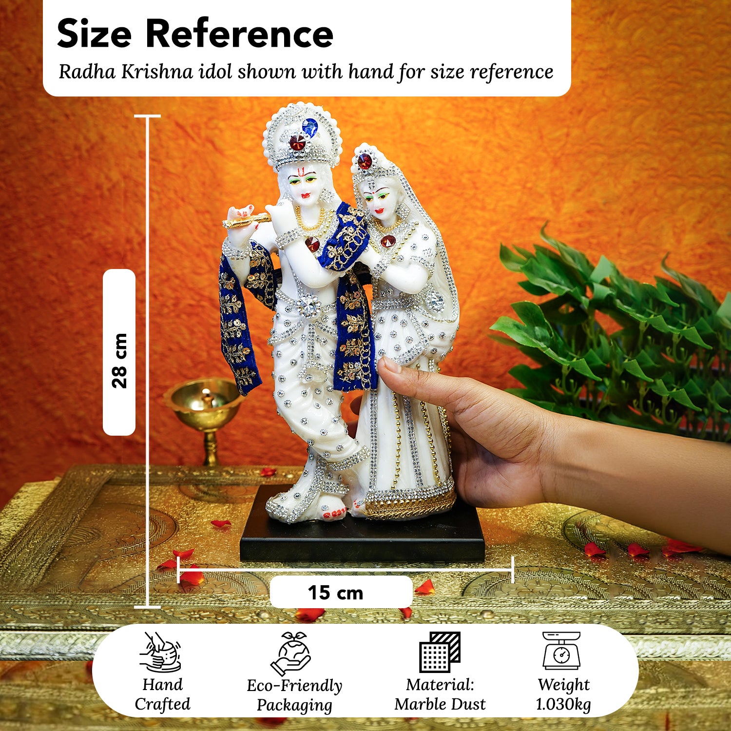 Radha Krishna idol for Home Decor (Size- 8 Inch)