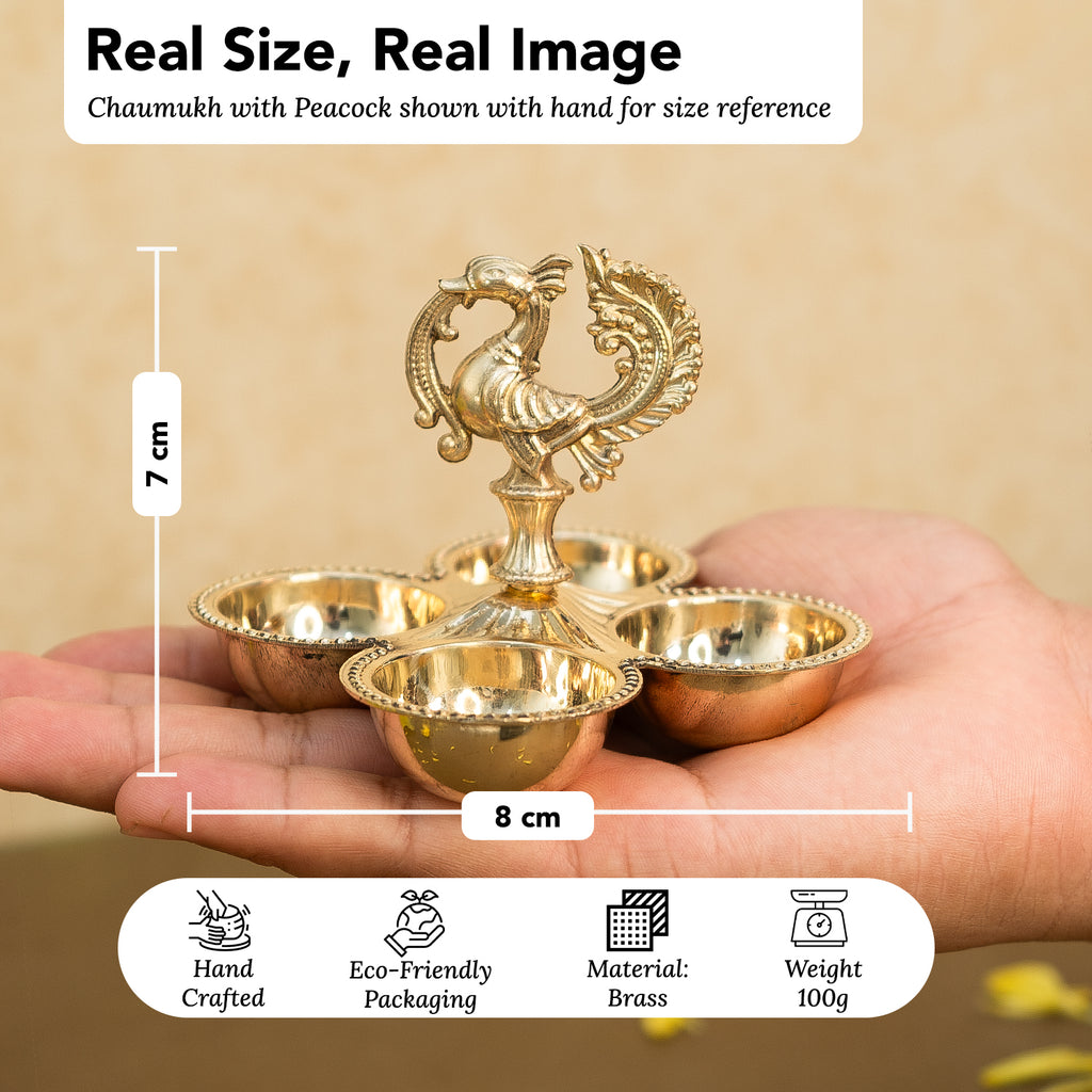 Brass Peacock Haldi Kumkum Holder for Pooja Rituals, Festivals & Spiritual Gifting