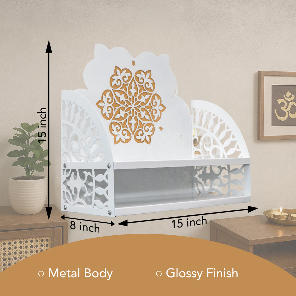 Metal Wall Mounted Temple for Pooja Room, Home Decor & Office Decor