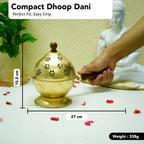 Metal Dhoop Dani with Wooden Holder for Pooja & Home Decor