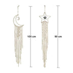 Macrame Moon & Star Wall Hanging Set for Bedroom & Home Decor