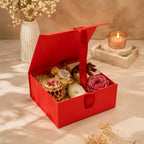 Red Foldable Multipurpose Empty Gift Hamper Box with Magnetic Closure & Ribbon (21.5 x 21 x 9.5 cm)