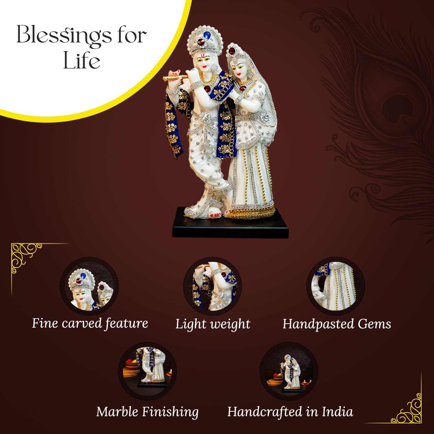 Radha Krishna idol for Home Decor (Size- 8 Inch)