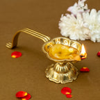 Brass Aarti Diya with Stand for Pooja & Temple Rituals