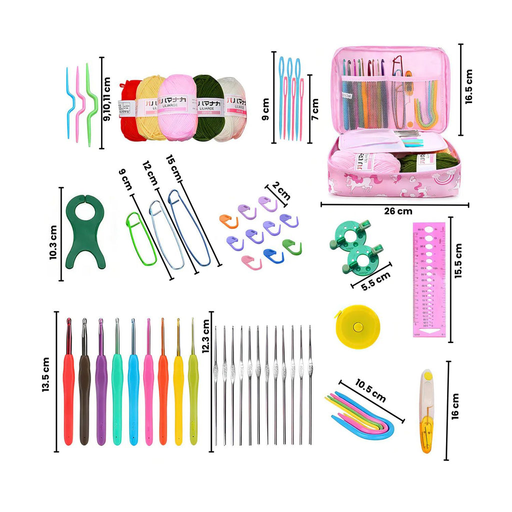 Crochet Kit for Beginners with Yarn, Hooks, Needles & Accessories