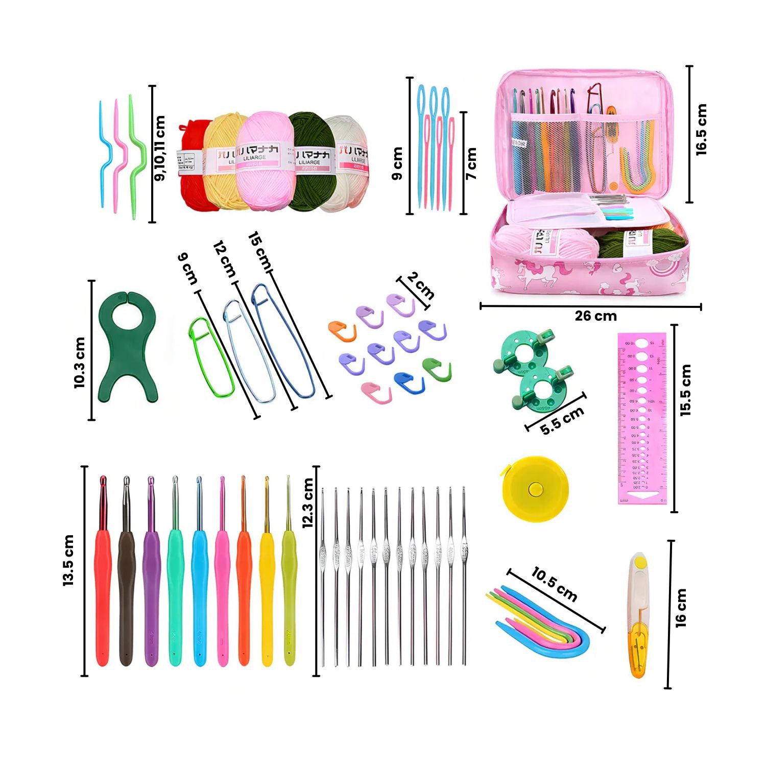 Crochet Kit for Beginners with Yarn, Hooks, Needles & Accessories