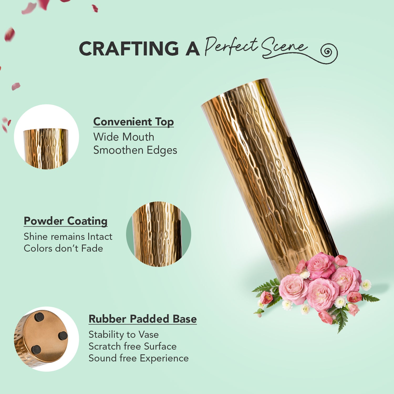 Metal Flower Vase Set od 2 for Home Decor, Office & Gifting