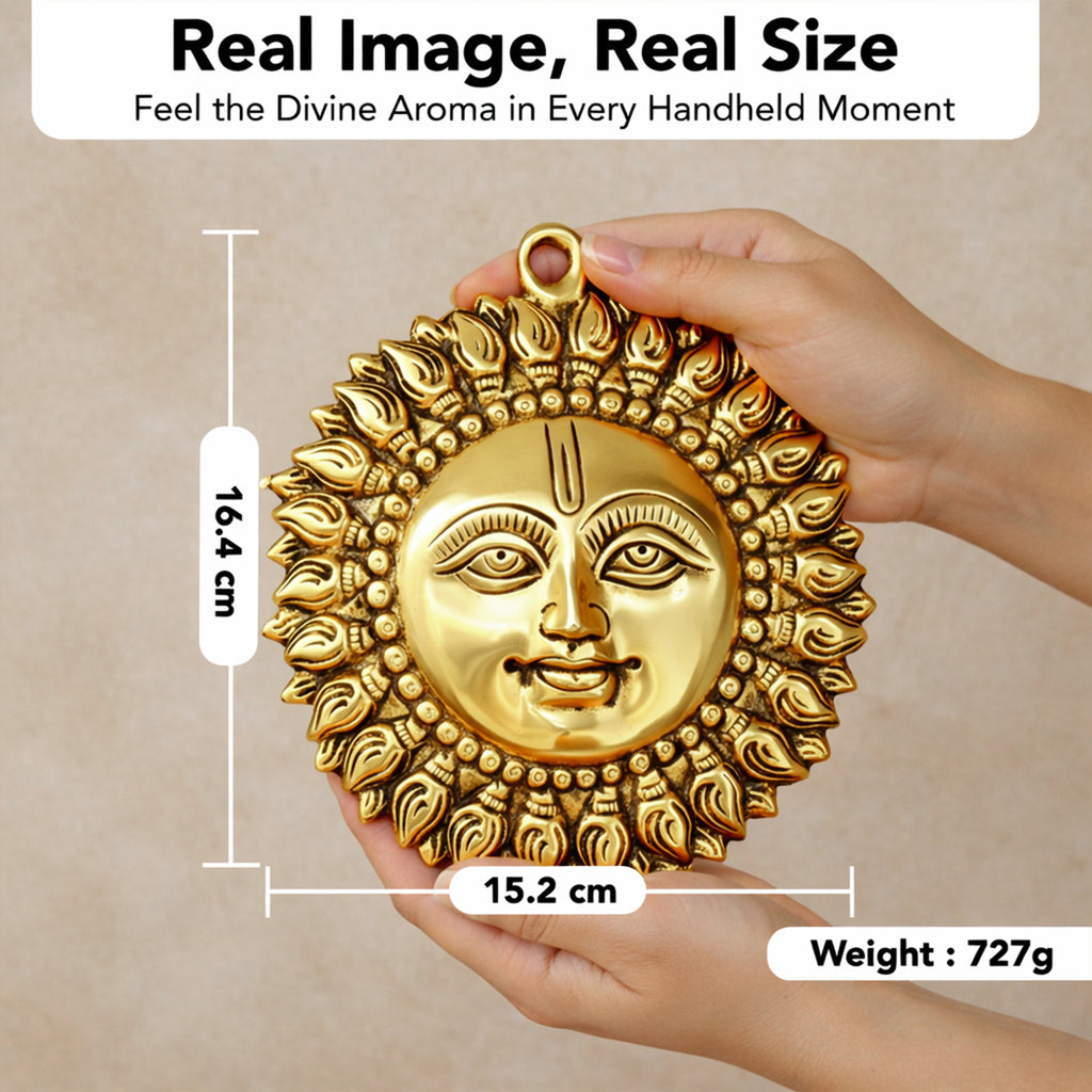 Pure Brass Sun Face Wall Hanging Idol for Vastu  & Home Decor