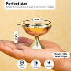 Pure Brass Diya Set of 2 for Pooja, Home Temple & Festival Decor