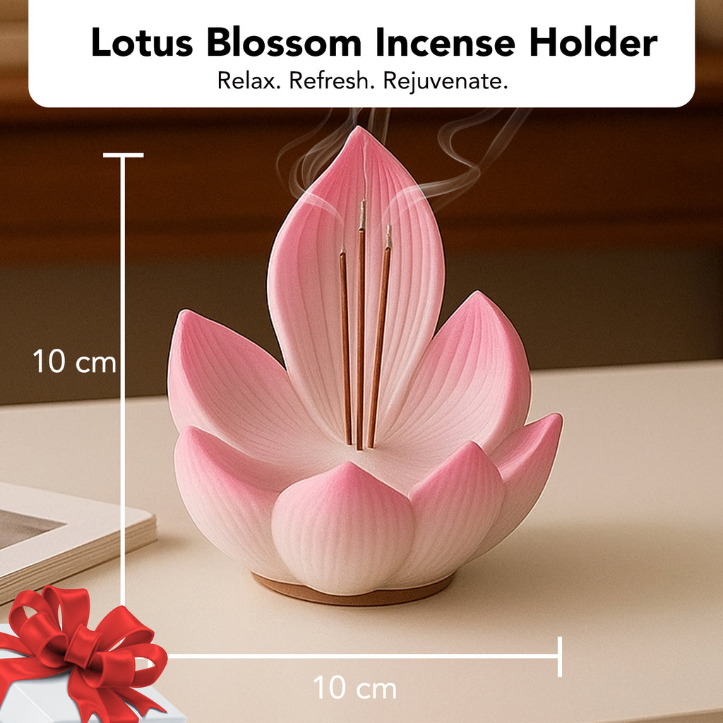 Resin Lotus Incense Stick Holder with Ash Catcher for Home Decor & Pooja