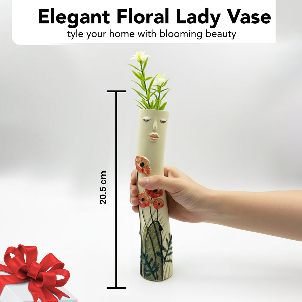 Resin Quirky Face Flower Vase for Home Decor, Office Desk, Living Room & Gifting