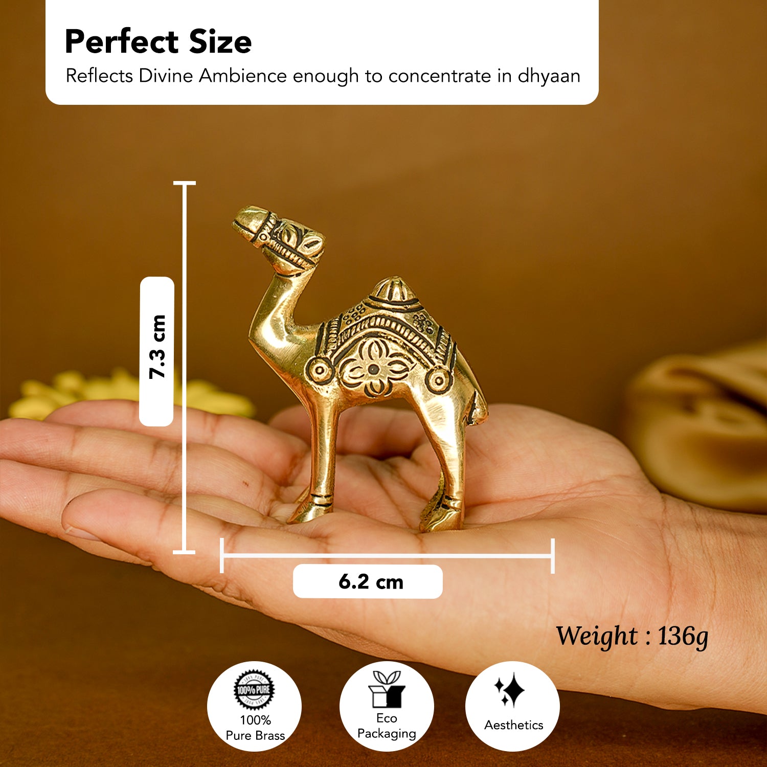 Pure Brass Camel Showpiece for Home, Office & Table Decor
