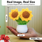 Crochet Sunflower with Pot for Car Dashboard, Table Decor, Office & Home Gifting