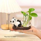 Panda Showpiece with Artificial Plant Pot for Home Decor, Office Desk & Gifting