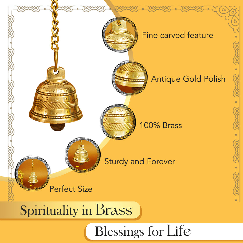 Pure Brass Hanging Bell for Pooja Room & Home Decor