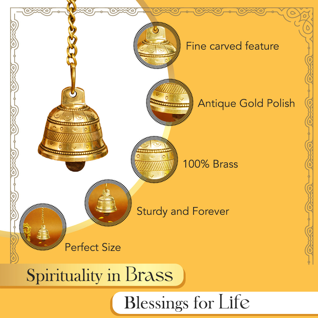 Pure Brass Hanging Bell for Pooja Room & Home Decor
