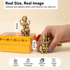 Brass Lakshmi Ganesh Idol with Gift Box for Housewarming, Wedding & Vastu Gifting