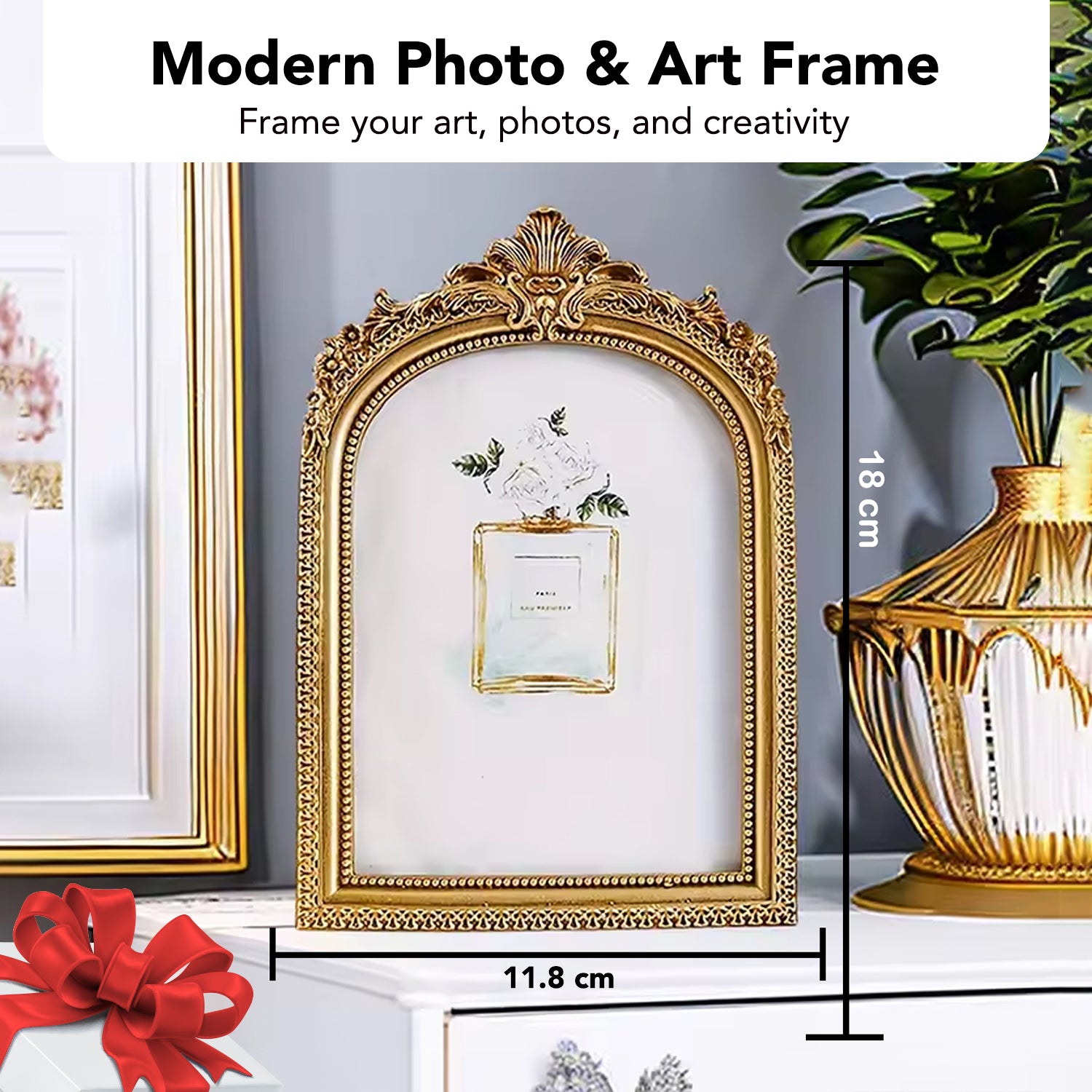 Resin Vintage Round Frame with Glass for Home Decor ,Table & Display