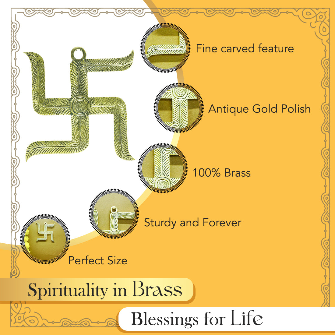 Brass Swastik Wall Hanging Yantra for Home Decor & Gifting