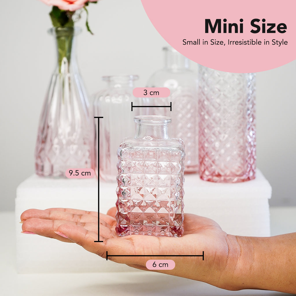 Glass Crystal Clear Bud Vases Set of 5 for Home Decor & Table Decoration