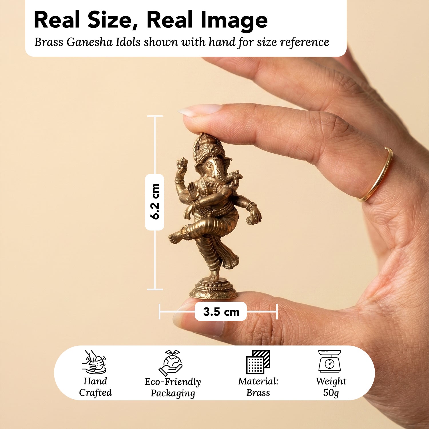 Brass Dancing Ganesha Idol for Pooja ,Home Decor, Office Desk & Car Dashboard