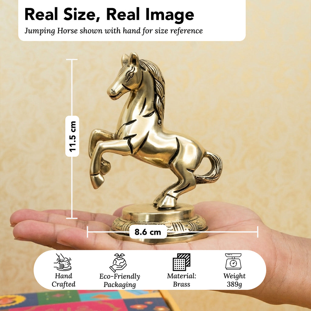 Brass Running Horse Showpiece with Gift Box for Housewarming, Wedding & Gifting