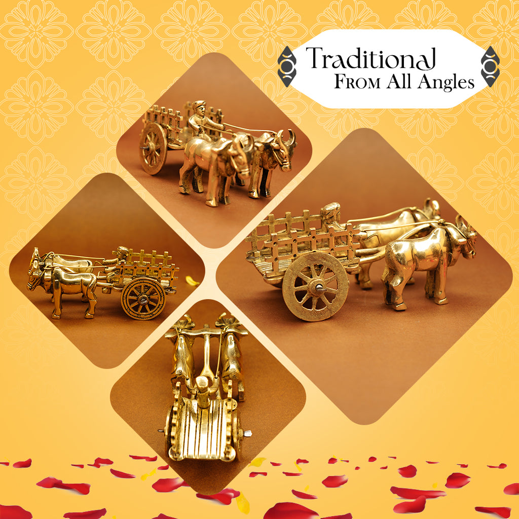 Brass Bullock Cart Showpiece for Home Decor & Gifting