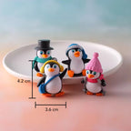 Penguin Miniature Toy Set of 4 for Car Dashboard, Office Desk & Home Decor
