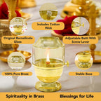 Brass Akhand Jyot Diya with Adjustable Bati Knob & Glass Cover for Puja(Medium Size, 150 ml Oil Capacity)