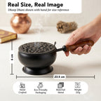 Metal Dhoop Dani with Wooden Handle for Pooja, Meditation & Home Temple Rituals