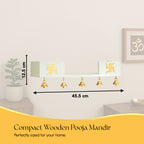 Wooden Wall Mounted Temple with Bells for Puja , Office & Home Decor