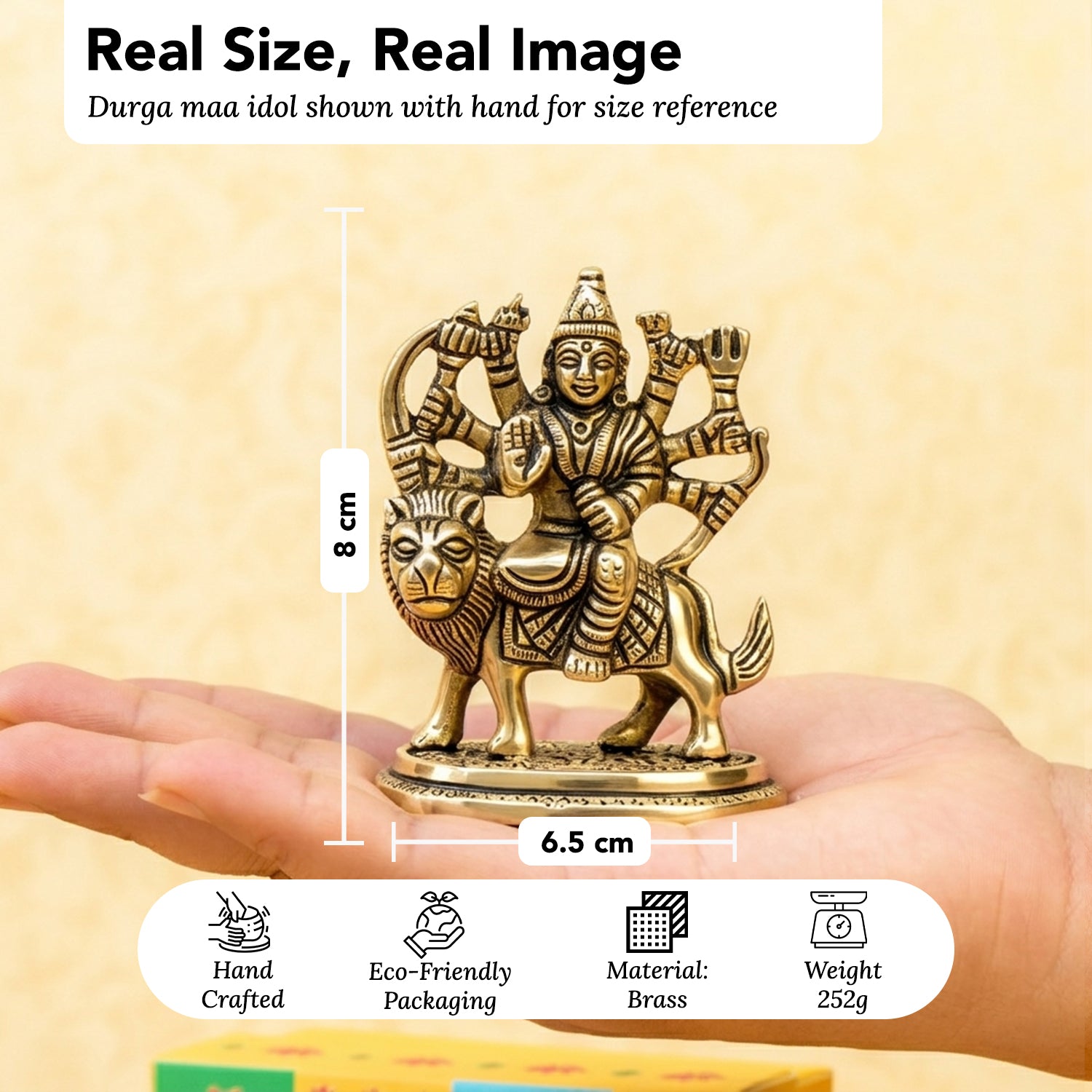 Brass Durga Idol with Gift Box for Housewarming, Wedding & Gifting