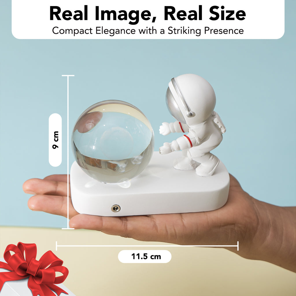 Astronaut Crystal Ball Night Lamp Showpiece for Bedroom and Desk Decor