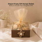 Floral Jute Gift Hamper Basket with Net Cover (21.5 x 21 x 8 cm)