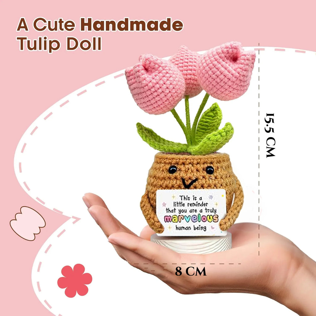 Tulip Crochet Flowers with Message for Home Decor & Gifting