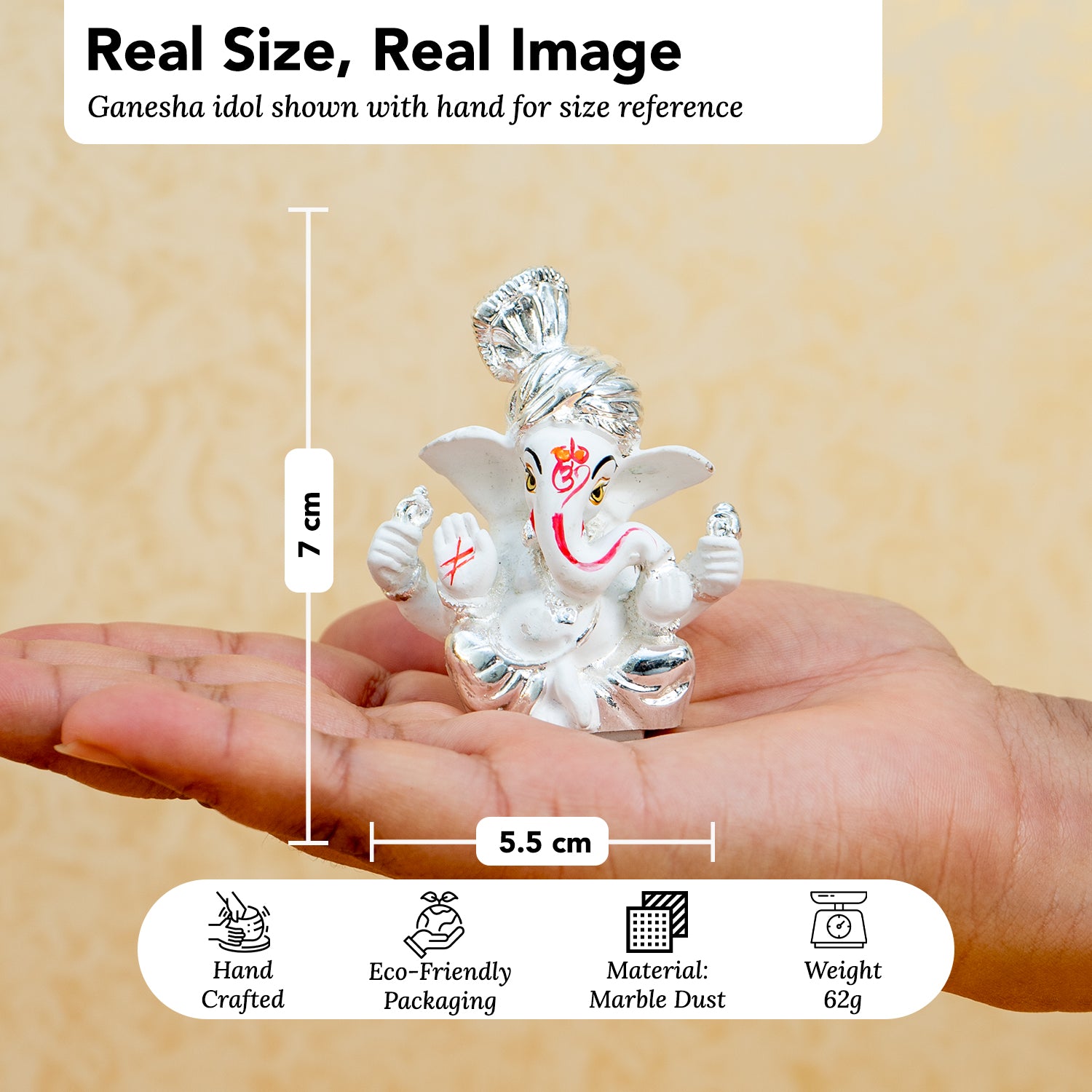 999 Silver Plated Ganesh Ganesha Idol with Gift Box for Housewarming, Wedding & Gifting