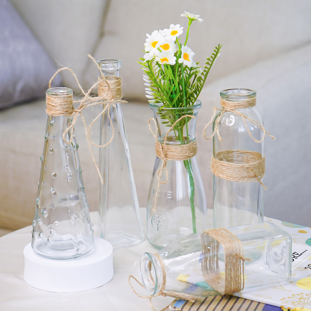 Glass Bud Vases Set of 5 for Home Decor & Gfting