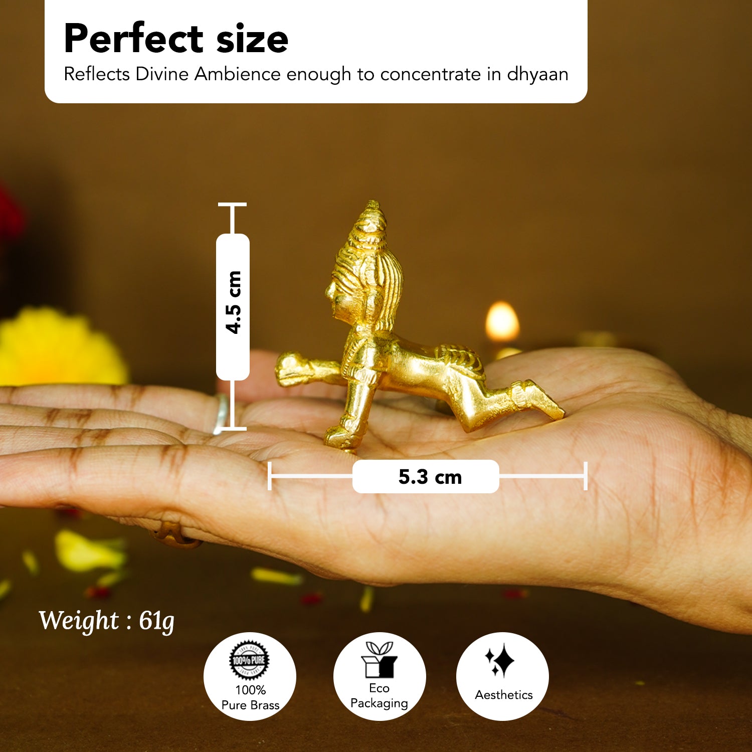 Pure Brass Bal Gopal Idol for Home Decor, Pooja & Gifting