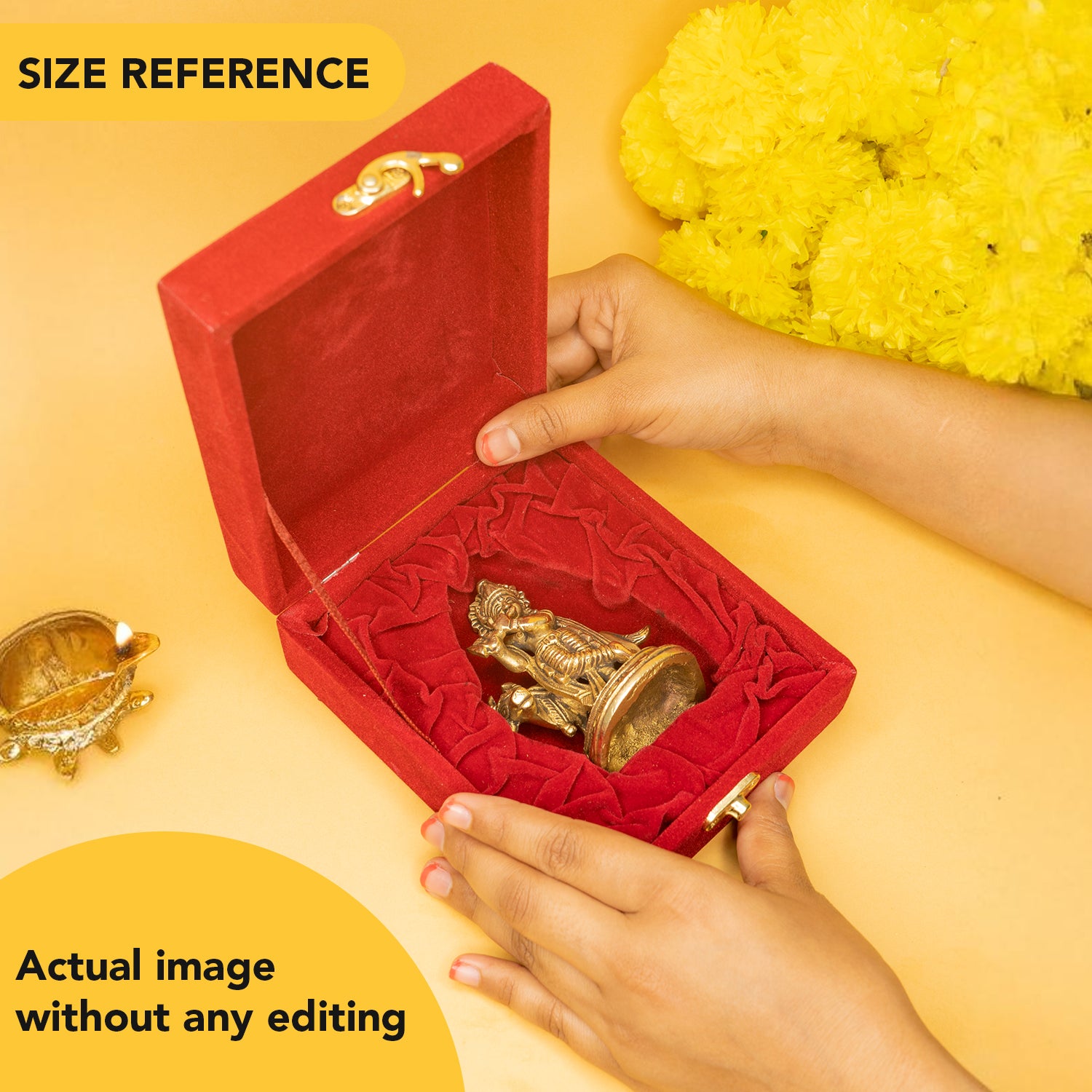 Pure Brass Krishna Idol with Velvet Gift Box for Housewarming, Wedding & Gifting
