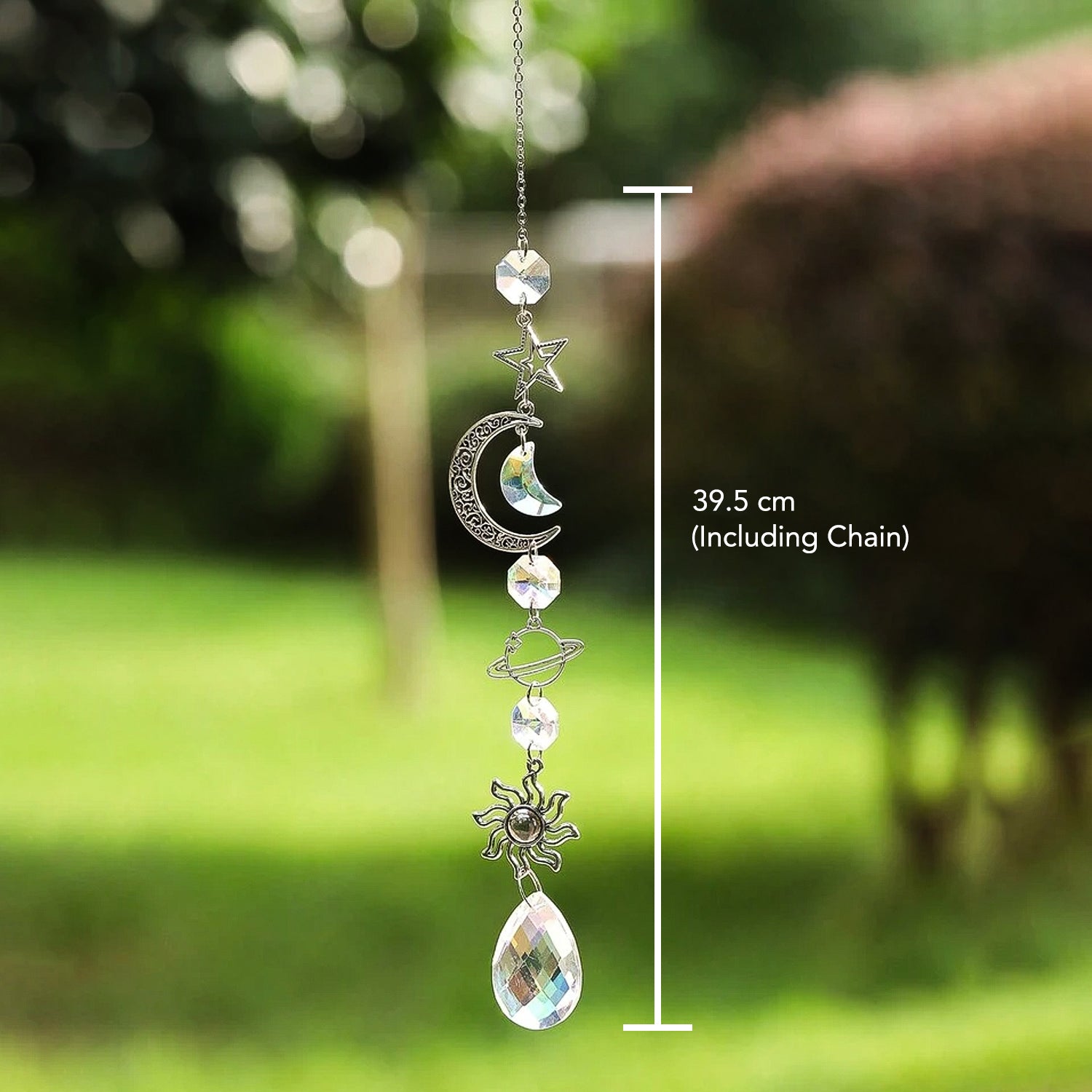 Crystal Sun Catcher Hanging with Metal Pendants for Home Decor, Car Dashboard & Gifting