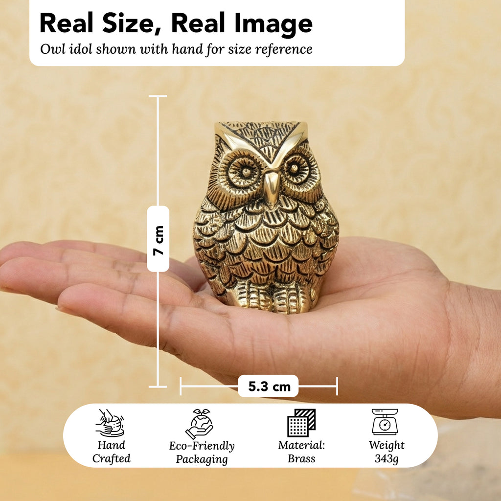 Brass Owl Showpiece with Gift Box for Housewarming, Wedding & Gifting