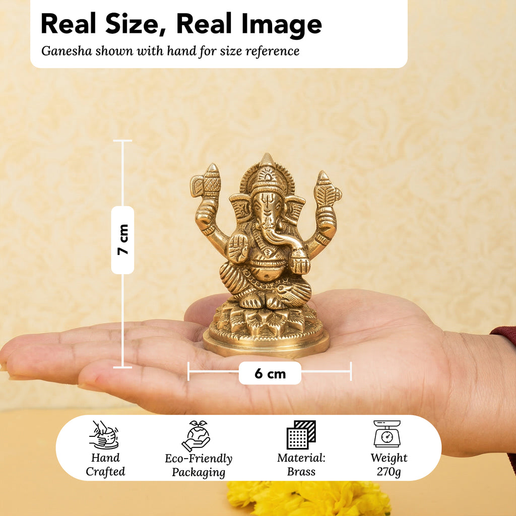 Brass Ganesha Idol with Gift Box for Housewarming, Wedding & Gifting